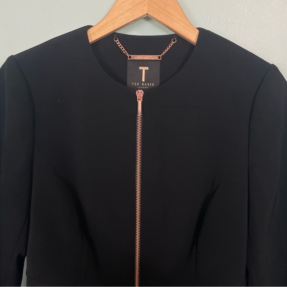 Ted Baker Yulij Flared Cuff Peplum Full‎ Zip Blazer Jacket Full Zip TB 1 US 4 - Picture 3 of 11